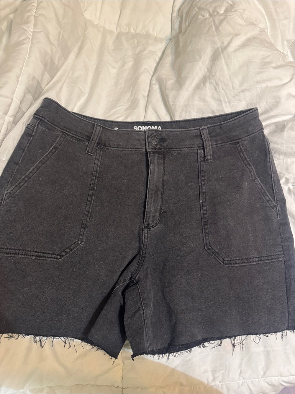 SONOMA Black Frayed Hem High-Rise Jean Shorts